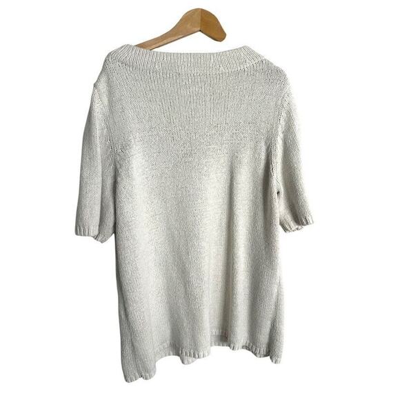 Talbots Woman Short Sleeve Knit Sweater Ivory Plus Size 1X Minimalist Neutral - Picture 3 of 6